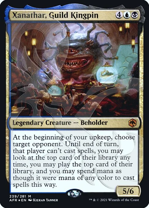 Xanathar, Guild Kingpin, carta Magic di tipo Legendary Creature — Beholder illustrata da Kieran Yanner