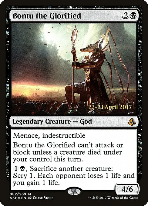 Bontu the Glorified, carta Magic di tipo Legendary Creature — God illustrata da Chase Stone
