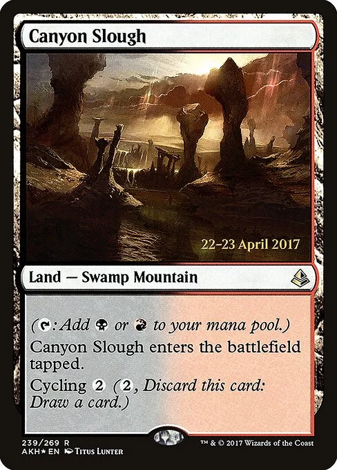 Canyon Slough, carta Magic di tipo Land — Swamp Mountain illustrata da Titus Lunter
