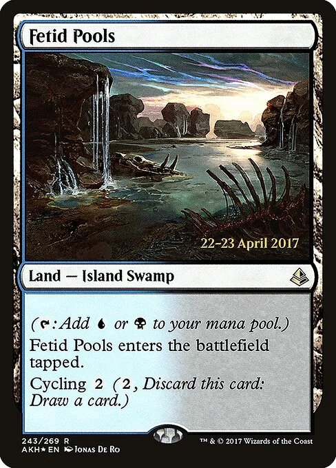 Fetid Pools, carta Magic di tipo Land — Island Swamp illustrata da Jonas De Ro