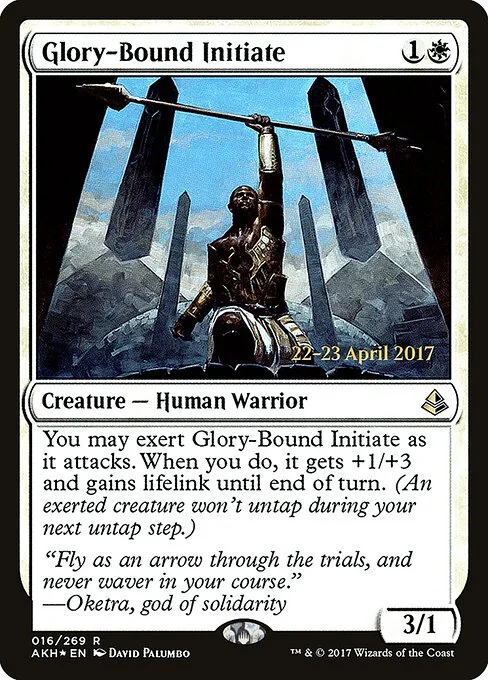 Glory-Bound Initiate, carta Magic di tipo Creature — Human Warrior illustrata da David Palumbo