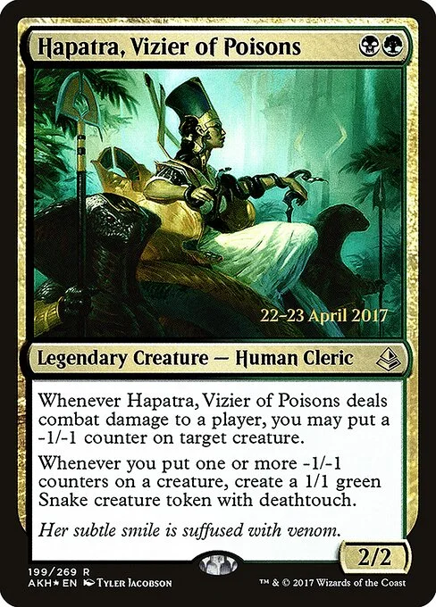 Hapatra, Vizier of Poisons, carta Magic di tipo Legendary Creature — Human Cleric illustrata da Tyler Jacobson