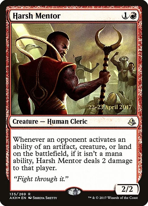 Harsh Mentor, carta Magic di tipo Creature — Human Cleric illustrata da Shreya Shetty
