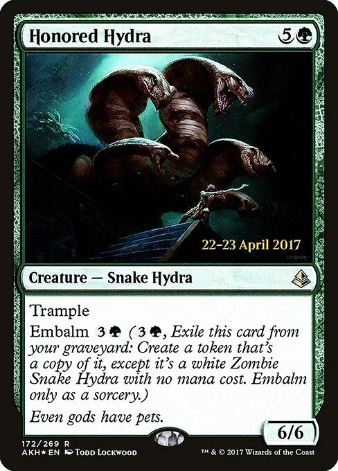 Honored Hydra, carta Magic di tipo Creature — Snake Hydra illustrata da Todd Lockwood