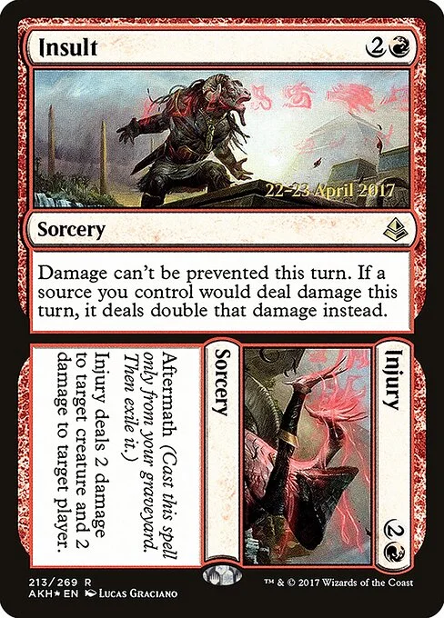 Insult // Injury, carta Magic di tipo Sorcery // Sorcery illustrata da Lucas Graciano