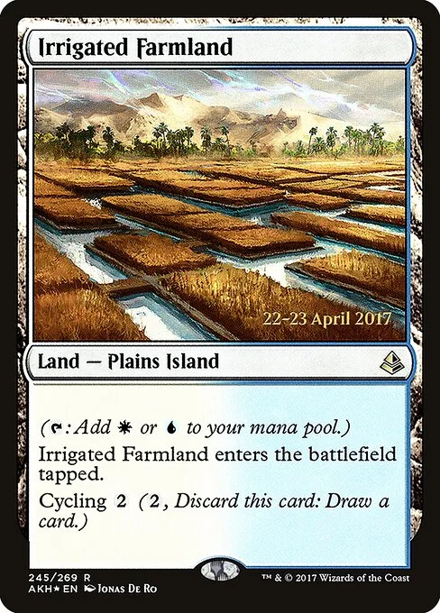 Irrigated Farmland, carta Magic di tipo Land — Plains Island illustrata da Jonas De Ro