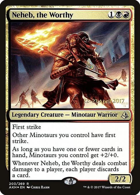 Neheb, the Worthy, carta Magic di tipo Legendary Creature — Minotaur Warrior illustrata da Chris Rahn