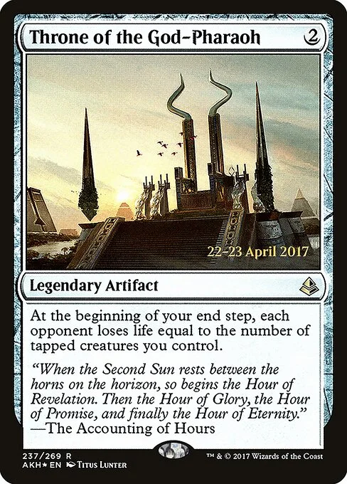 Throne of the God-Pharaoh, carta Magic di tipo Legendary Artifact illustrata da Titus Lunter