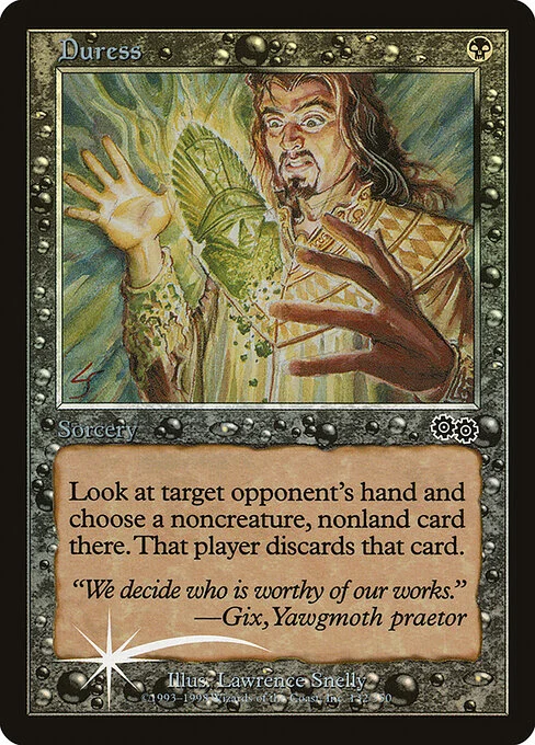 Duress, carta Magic di tipo Sorcery illustrata da Lawrence Snelly