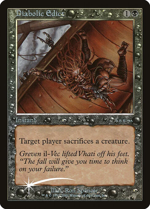 Diabolic Edict, carta Magic di tipo Instant illustrata da Ron Spencer