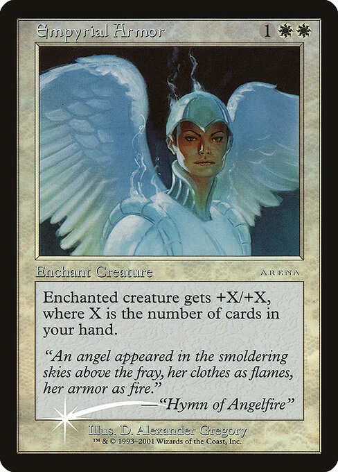 Empyrial Armor, carta Magic di tipo Enchantment — Aura illustrata da D. Alexander Gregory