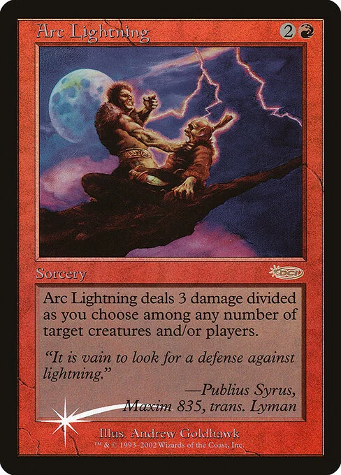 Arc Lightning, carta Magic di tipo Sorcery illustrata da Andrew Goldhawk