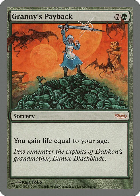 Granny's Payback, carta Magic di tipo Sorcery illustrata da Kaja Foglio