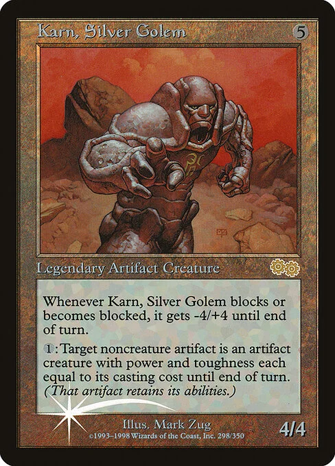 Karn, Silver Golem, carta Magic di tipo Legendary Artifact Creature — Golem illustrata da Mark Zug