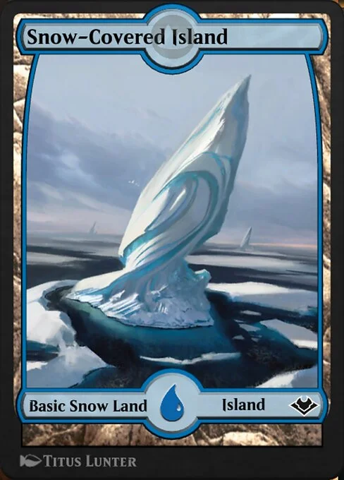 Snow-Covered Island, carta Magic di tipo Basic Snow Land — Island illustrata da Titus Lunter