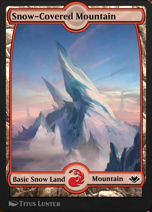 Snow-Covered Mountain, carta Magic di tipo Basic Snow Land — Mountain illustrata da Titus Lunter
