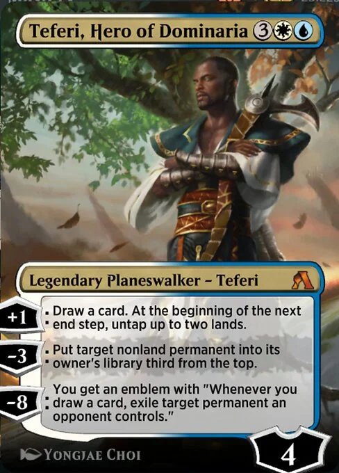 Teferi, Hero of Dominaria, carta Magic di tipo Legendary Planeswalker — Teferi illustrata da Yongjae Choi