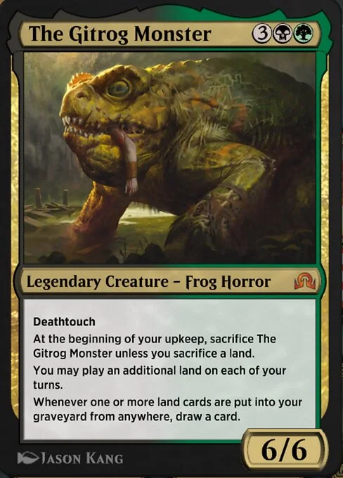 The Gitrog Monster, carta Magic di tipo Legendary Creature — Frog Horror illustrata da Jason Kang