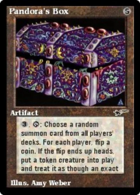 Pandora's Box, carta Magic di tipo Artifact illustrata da Amy Weber