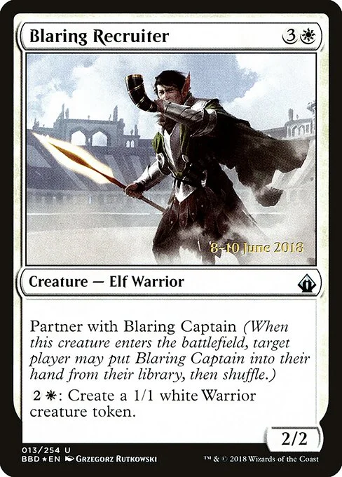 Blaring Recruiter, carta Magic di tipo Creature — Elf Warrior illustrata da Grzegorz Rutkowski