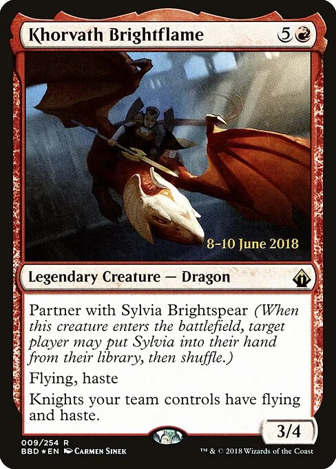 Khorvath Brightflame, carta Magic di tipo Legendary Creature — Dragon illustrata da Carmen Sinek