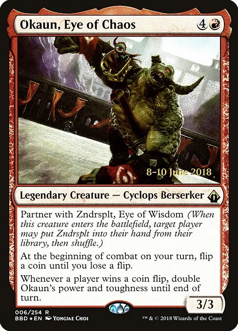Okaun, Eye of Chaos, carta Magic di tipo Legendary Creature — Cyclops Berserker illustrata da Yongjae Choi
