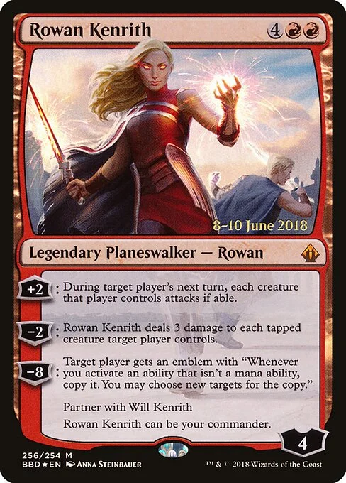 Rowan Kenrith, carta Magic di tipo Legendary Planeswalker — Rowan illustrata da Anna Steinbauer