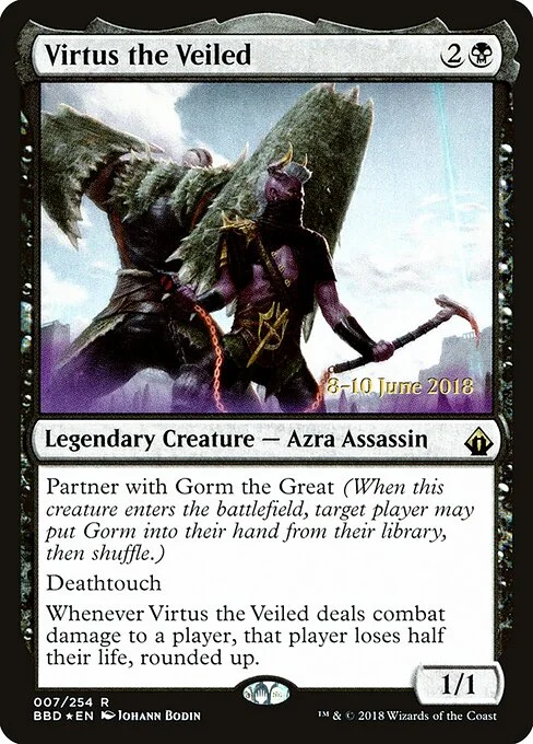 Virtus the Veiled, carta Magic di tipo Legendary Creature — Azra Assassin illustrata da Johann Bodin