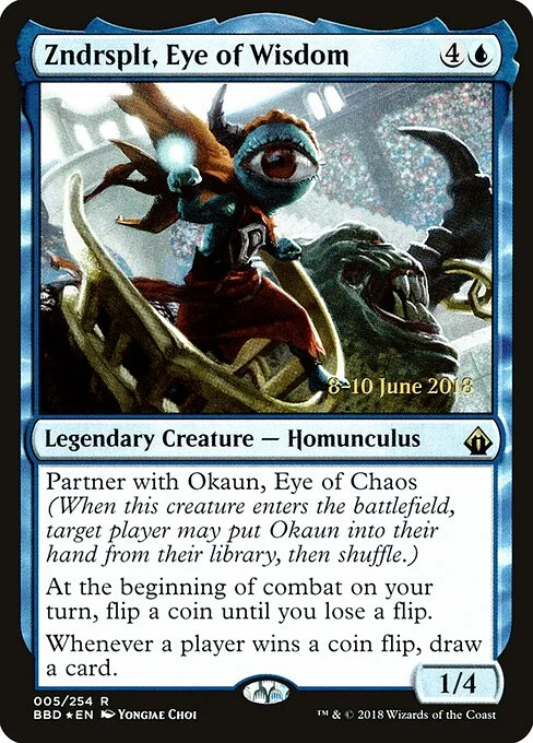 Zndrsplt, Eye of Wisdom, carta Magic di tipo Legendary Creature — Homunculus illustrata da Yongjae Choi