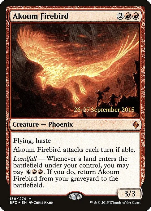 Akoum Firebird, carta Magic di tipo Creature — Phoenix illustrata da Chris Rahn