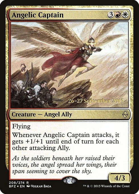 Angelic Captain, carta Magic di tipo Creature — Angel Ally illustrata da Volkan Baǵa
