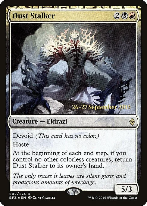 Dust Stalker, carta Magic di tipo Creature — Eldrazi illustrata da Clint Cearley