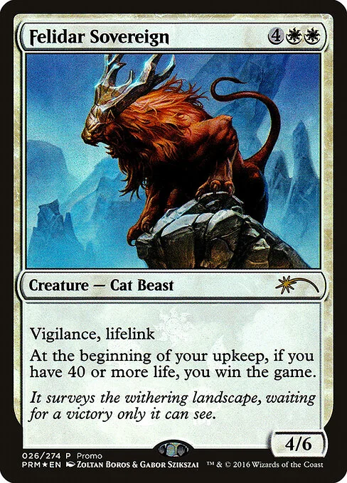 Felidar Sovereign, carta Magic di tipo Creature — Cat Beast illustrata da Zoltan Boros & Gabor Szikszai