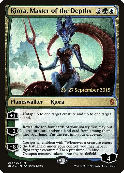 Kiora, Master of the Depths, carta Magic di tipo Legendary Planeswalker — Kiora illustrata da Jason Chan