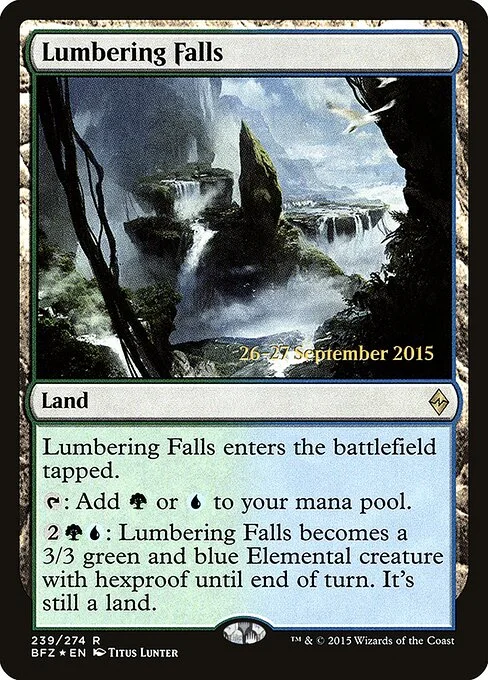 Lumbering Falls, carta Magic di tipo Land illustrata da Titus Lunter