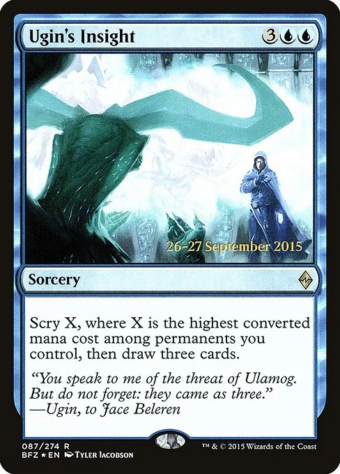 Ugin's Insight, carta Magic di tipo Sorcery illustrata da Tyler Jacobson