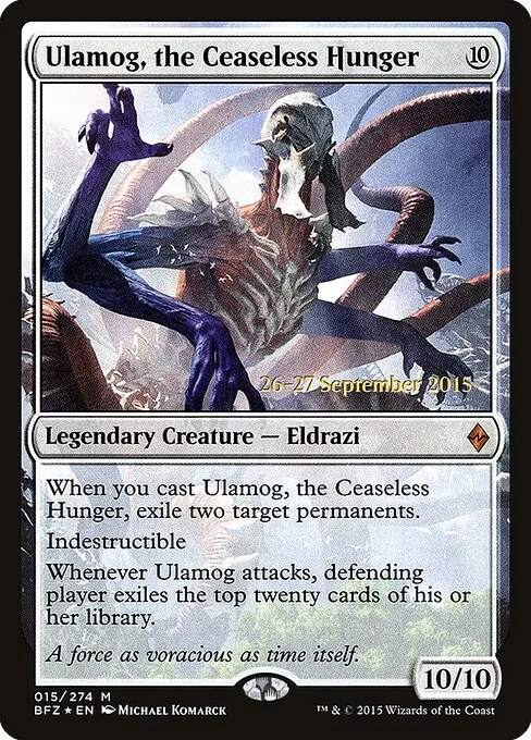Ulamog, the Ceaseless Hunger, carta Magic di tipo Legendary Creature — Eldrazi illustrata da Michael Komarck