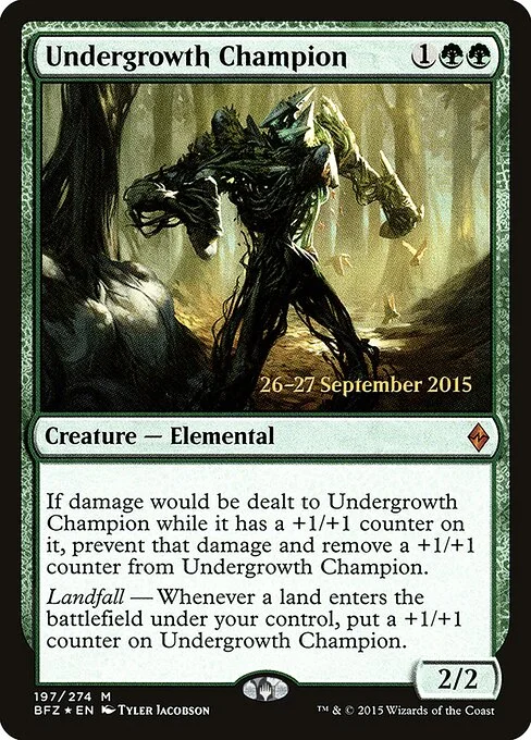 Undergrowth Champion, carta Magic di tipo Creature — Elemental illustrata da Tyler Jacobson