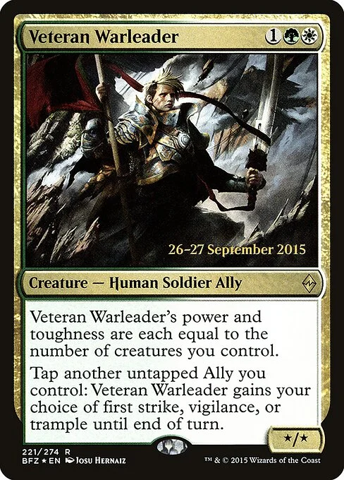 Veteran Warleader, carta Magic di tipo Creature — Human Soldier Ally illustrata da Josu Hernaiz