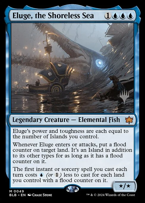 Eluge, the Shoreless Sea, carta Magic di tipo Legendary Creature — Elemental Fish illustrata da Chase Stone