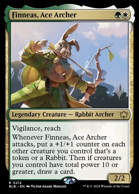Finneas, Ace Archer, carta Magic di tipo Legendary Creature — Rabbit Archer illustrata da Victor Adame Minguez