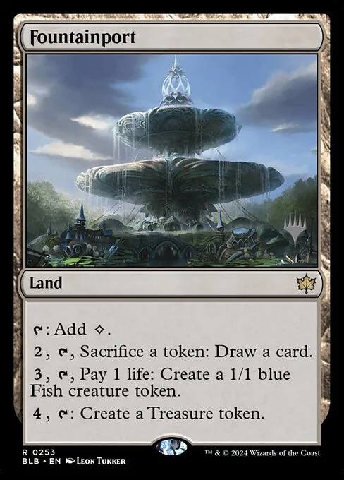 Fountainport, carta Magic di tipo Land illustrata da Leon Tukker