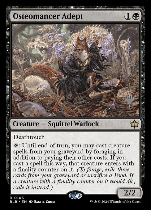 Osteomancer Adept, carta Magic di tipo Creature — Squirrel Warlock illustrata da Daniel Zrom