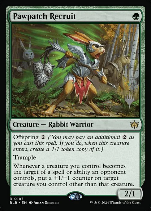Pawpatch Recruit, carta Magic di tipo Creature — Rabbit Warrior illustrata da Johan Grenier