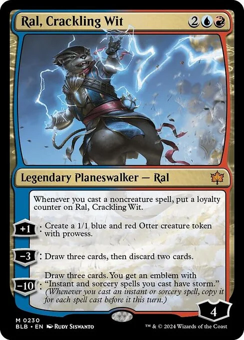 Ral, Crackling Wit, carta Magic di tipo Legendary Planeswalker — Ral illustrata da Rudy Siswanto