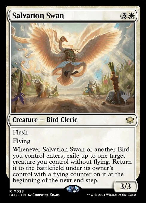 Salvation Swan, carta Magic di tipo Creature — Bird Cleric illustrata da Christina Kraus