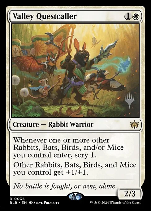 Valley Questcaller, carta Magic di tipo Creature — Rabbit Warrior illustrata da Steve Prescott