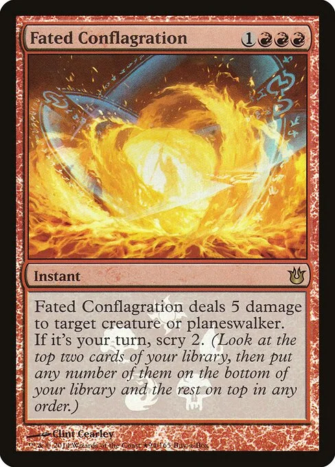 Fated Conflagration, carta Magic di tipo Instant illustrata da Clint Cearley