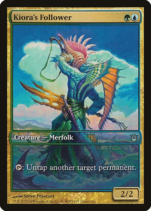 Kiora's Follower, carta Magic di tipo Creature — Merfolk illustrata da Steve Prescott