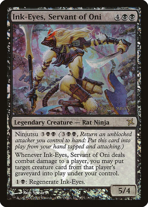 Ink-Eyes, Servant of Oni, carta Magic di tipo Legendary Creature — Rat Ninja illustrata da Ron Spears